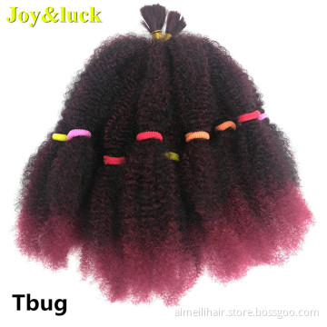 Wholesale Price Wig Puffy Soft Synthetic Afro Kinky Curly Crochet Braiding Hair Extension 20 Strands Black Ombre Red Braid Wigs